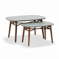 Nest of two nesting tables with gray tabletops and wooden legs 120 x 60 x 75cm