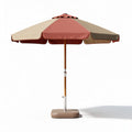 Outdoor patio umbrella with wooden pole and beige and terracotta canopy 200 x 200 x 250cm