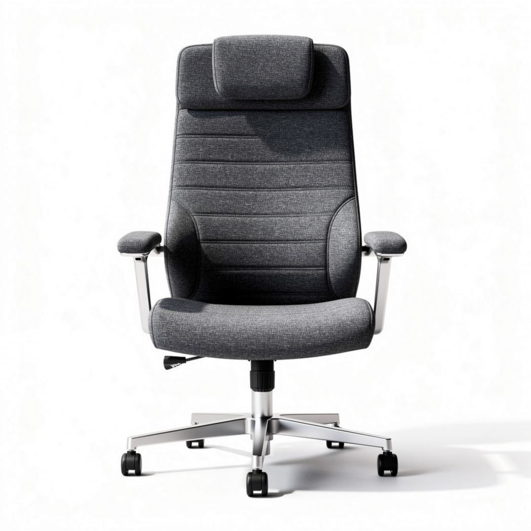Office chair with headrest ergonomic design in gray fabric 65 x 65 x 120cm