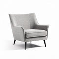 Armchair with light gray fabric upholstery and black metal legs 80 x 80 x 90cm