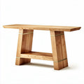 Wooden console table with open shelf and natural finish 120 x 40 x 75cm
