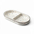 Terrazzo divided serving platter with non-slip base 30 x 20 x 4cm