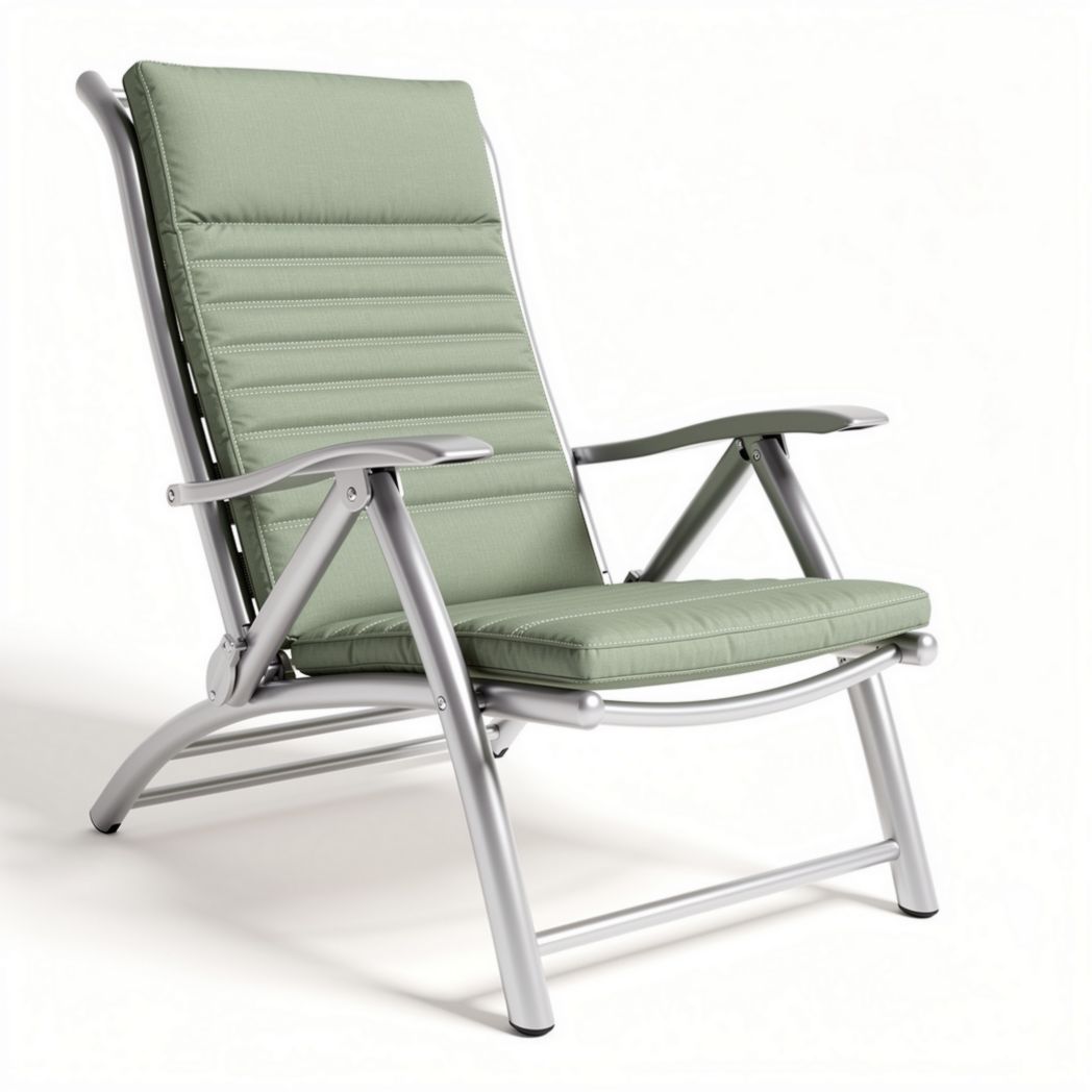 Aluminium frame lounging chair with breathable fabric upholstery in green