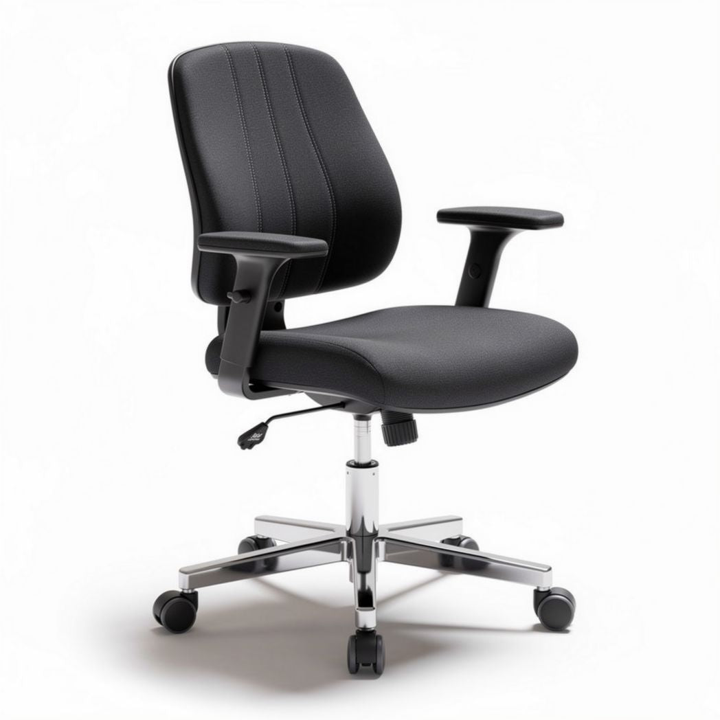 Office chair with adjustable height and padded seat in black fabric 45 x 60 x 90cm