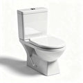 Two-piece white ceramic toilet with optimal height and dual flush system