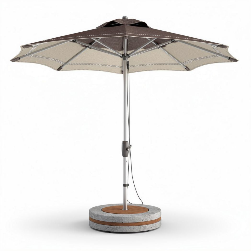 Outdoor umbrella with adjustable tilt and concrete base 300cm brown taupe